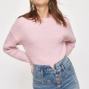 Blue Ribbed Crew Neck Sweater